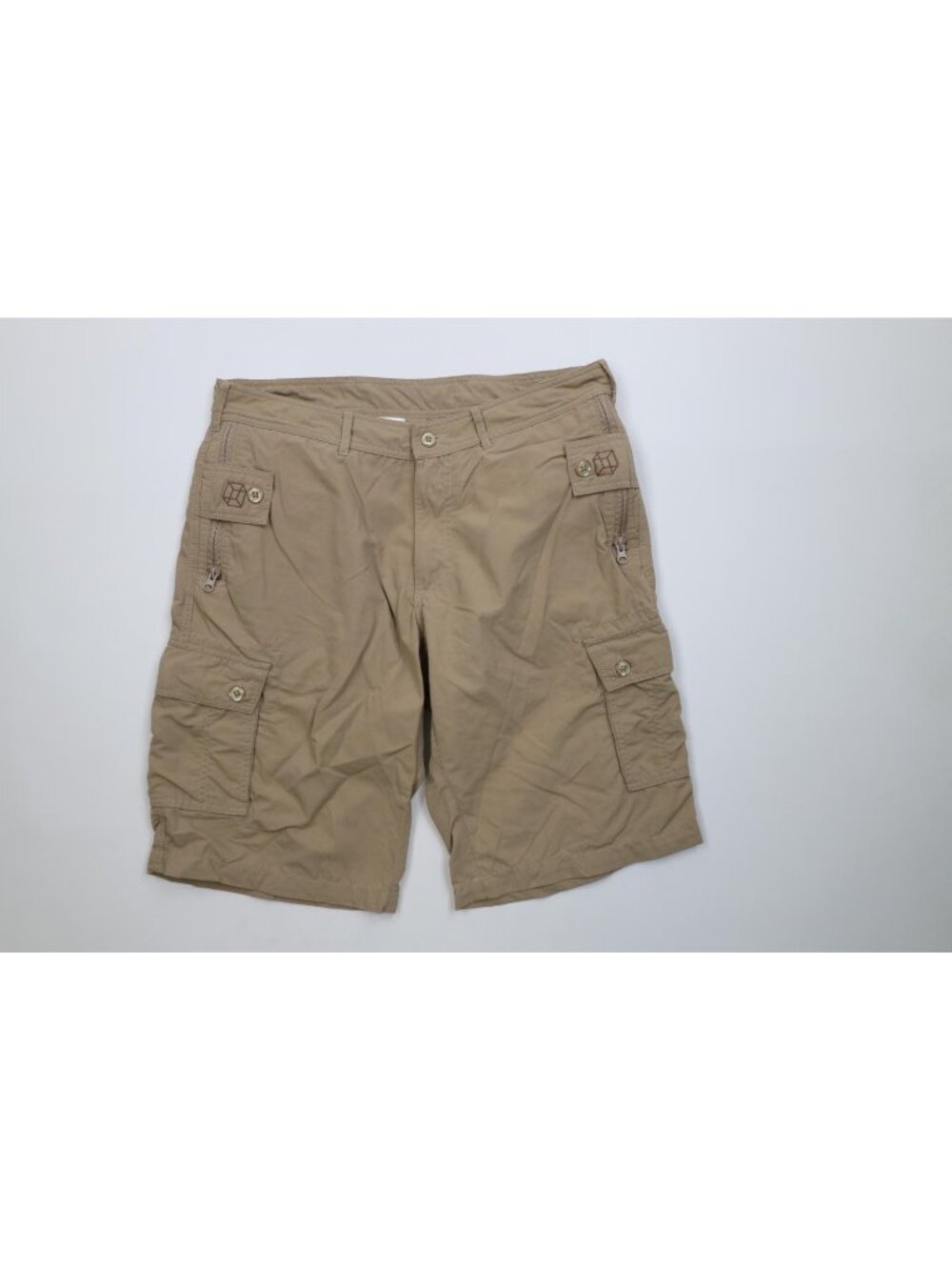 Clothing Arts Mens Size 32 P Cubed Pick Pocket Proof Cargo Shorts Beige Nylon